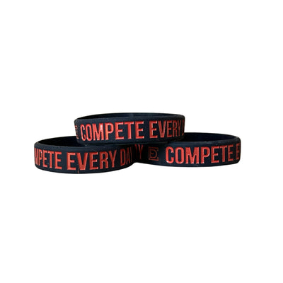 COMPETE EVERY DAY (Youth Wristband) - Black (Red)