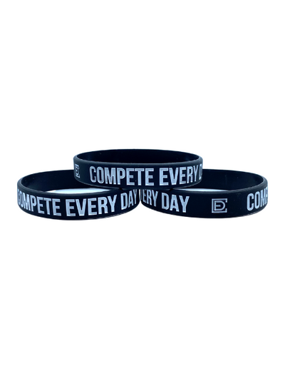 COMPETE EVERY DAY (Youth Wristband) - Black (White)