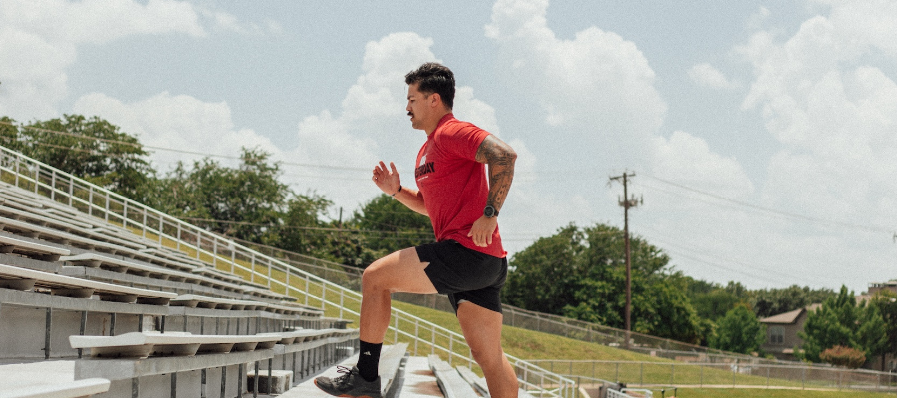 Beat Yesterday shirt athlete running bleachers