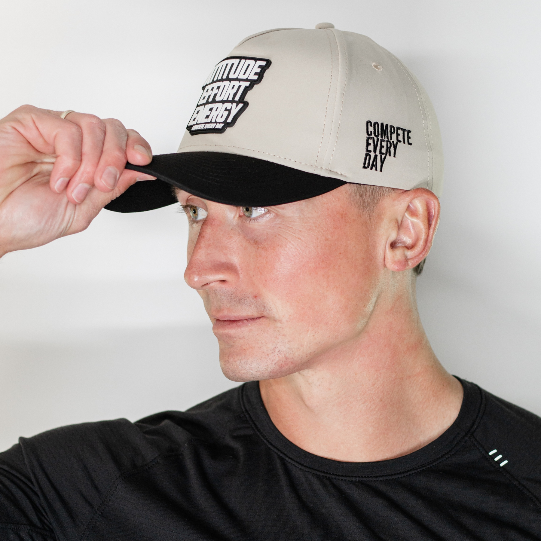 Attitude Effort Energy Tan Black Hat