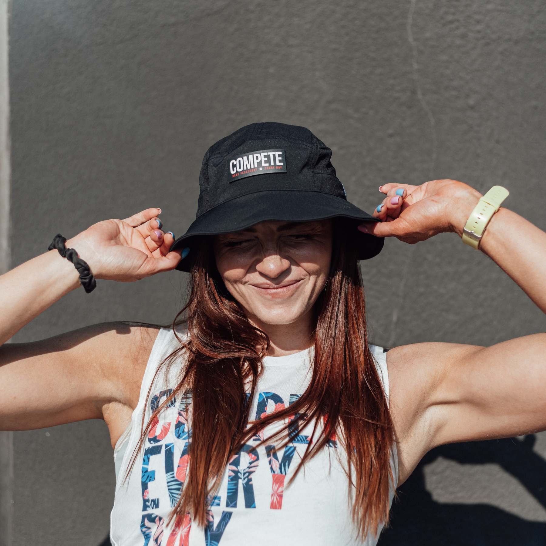 Compete Every Day Black Bucket Hat