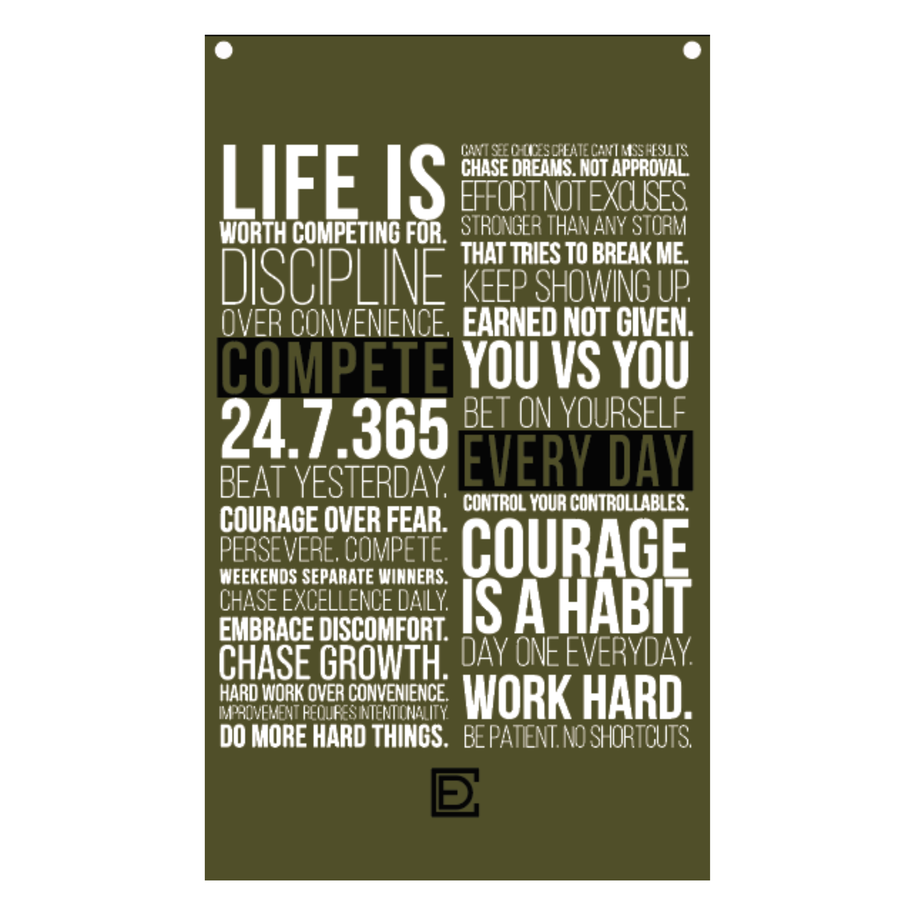Compete Every Day Manifesto Military Green flag