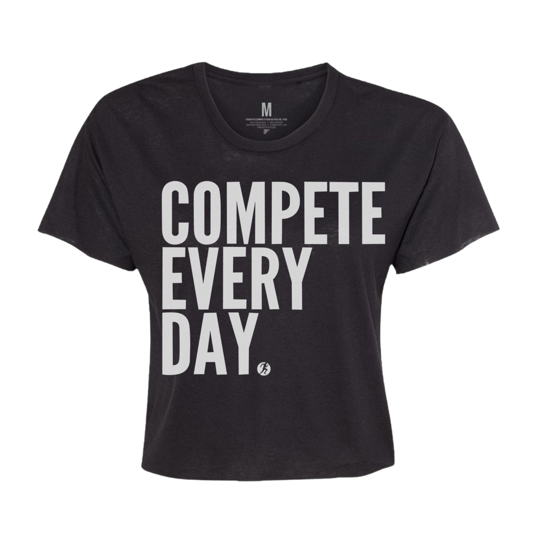 Compete Every Day women's black crop shirt