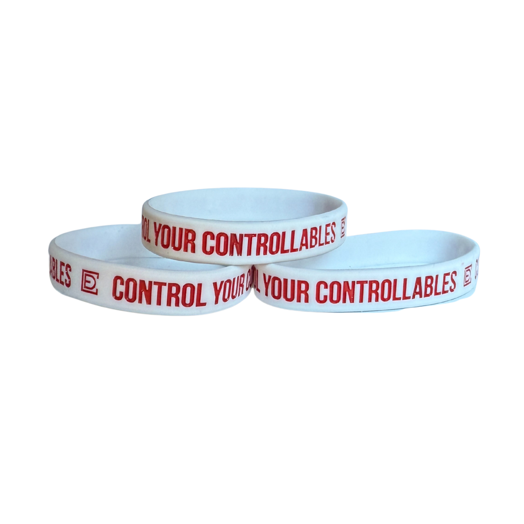 Control the Controllables Adult Red and White Wristbands