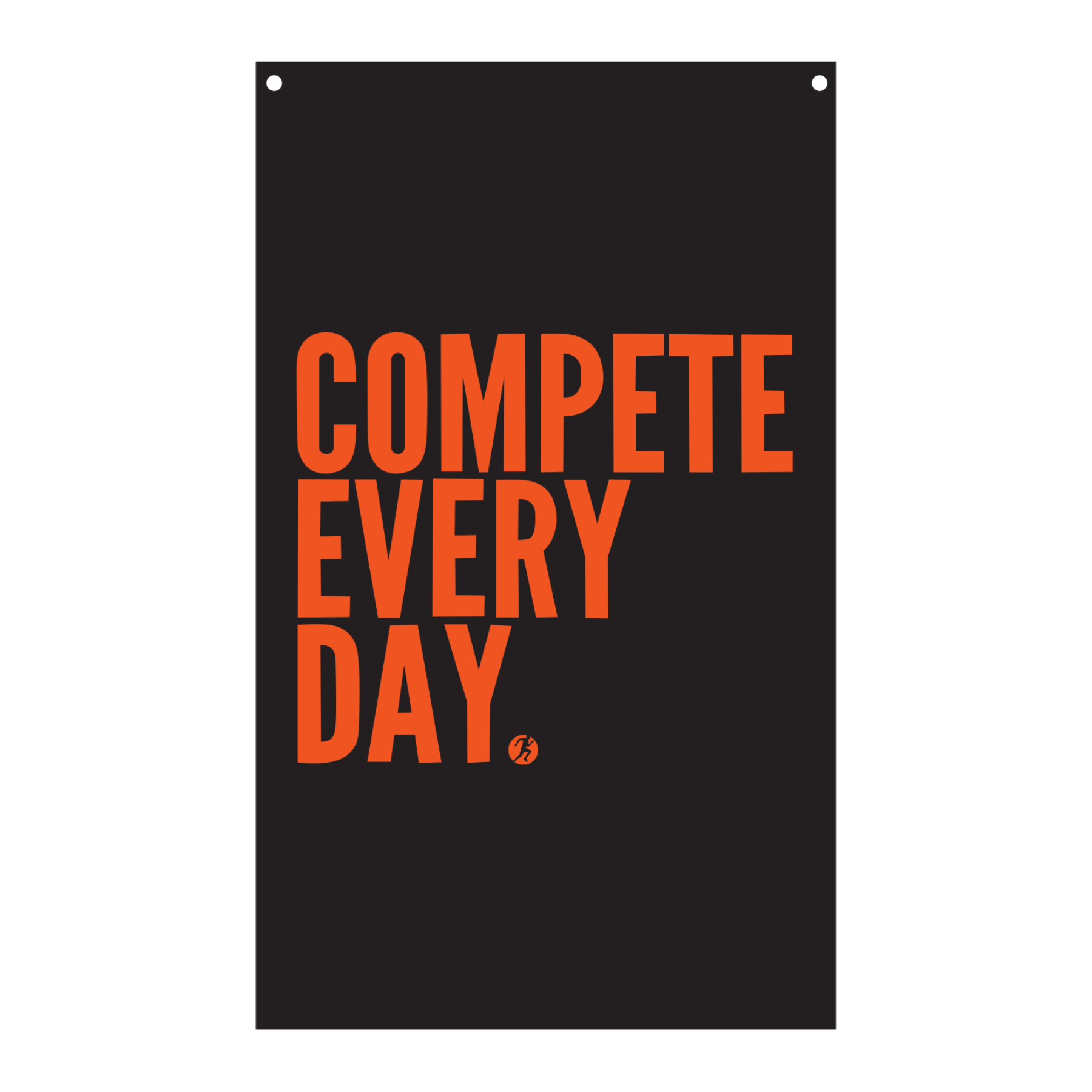 Compete Every Day black & orange flag