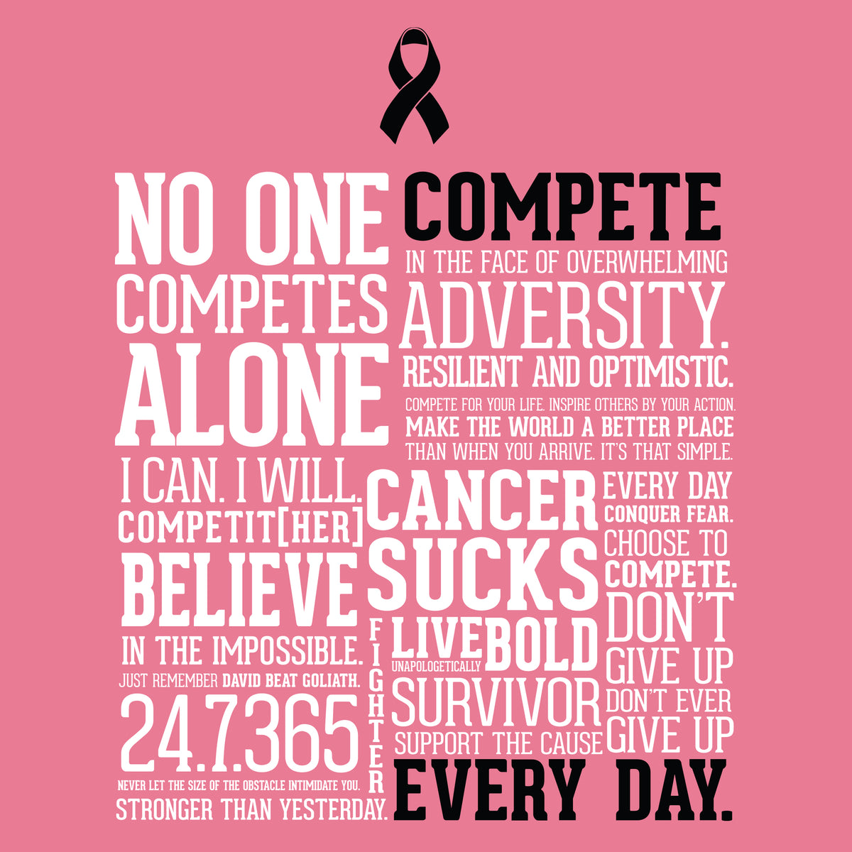 Compete Every Day against Cancer Fundraiser Pink Graphic