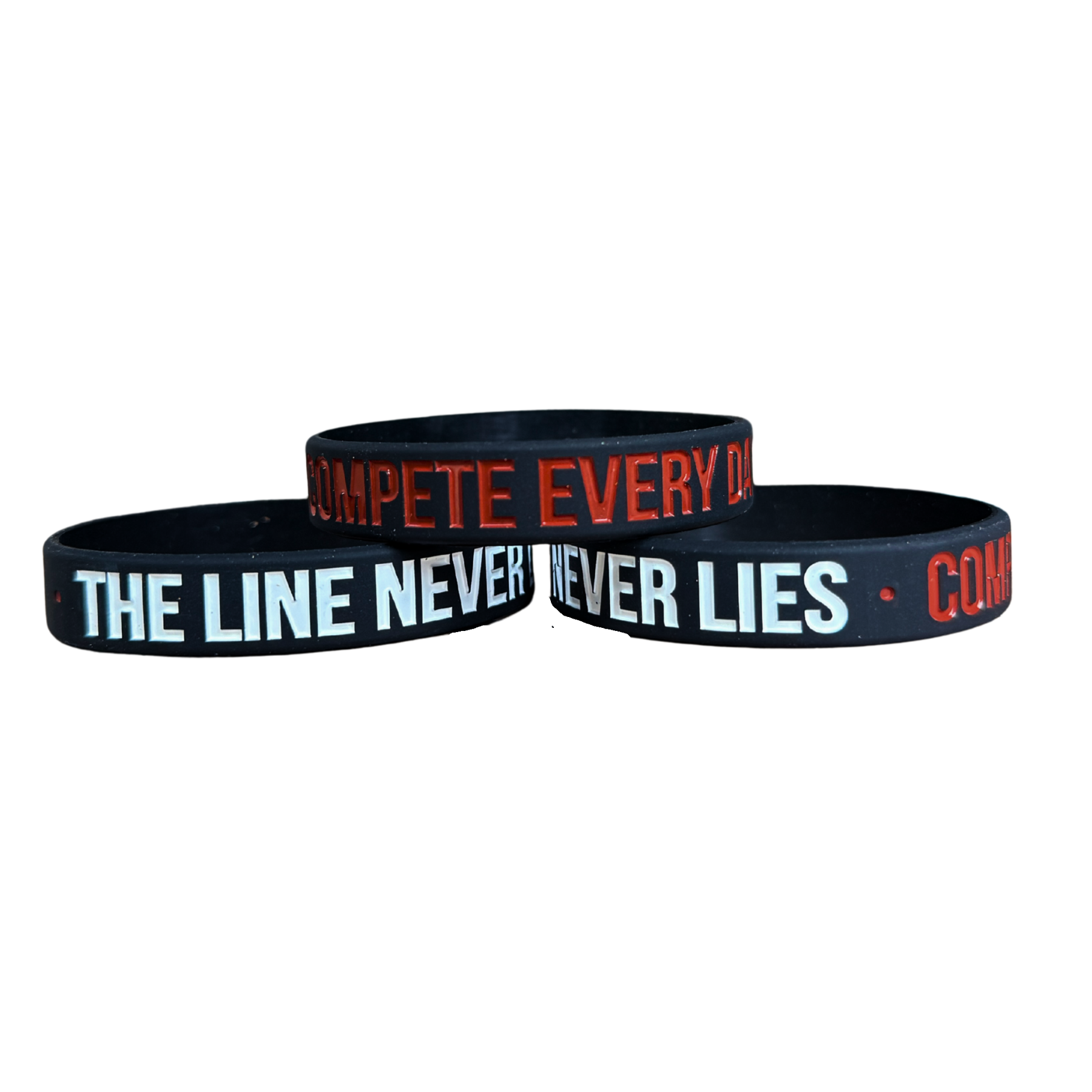 The Line Never Lies black Compete wristband