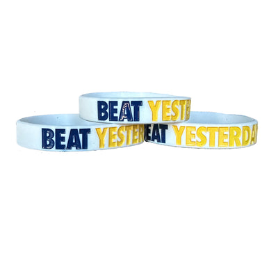Beat Yesterday (Youth Wristband) - White (Navy)